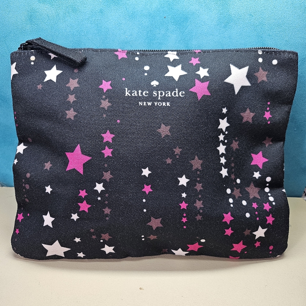Kate Spade Black Star Print Women's Makeup Bag